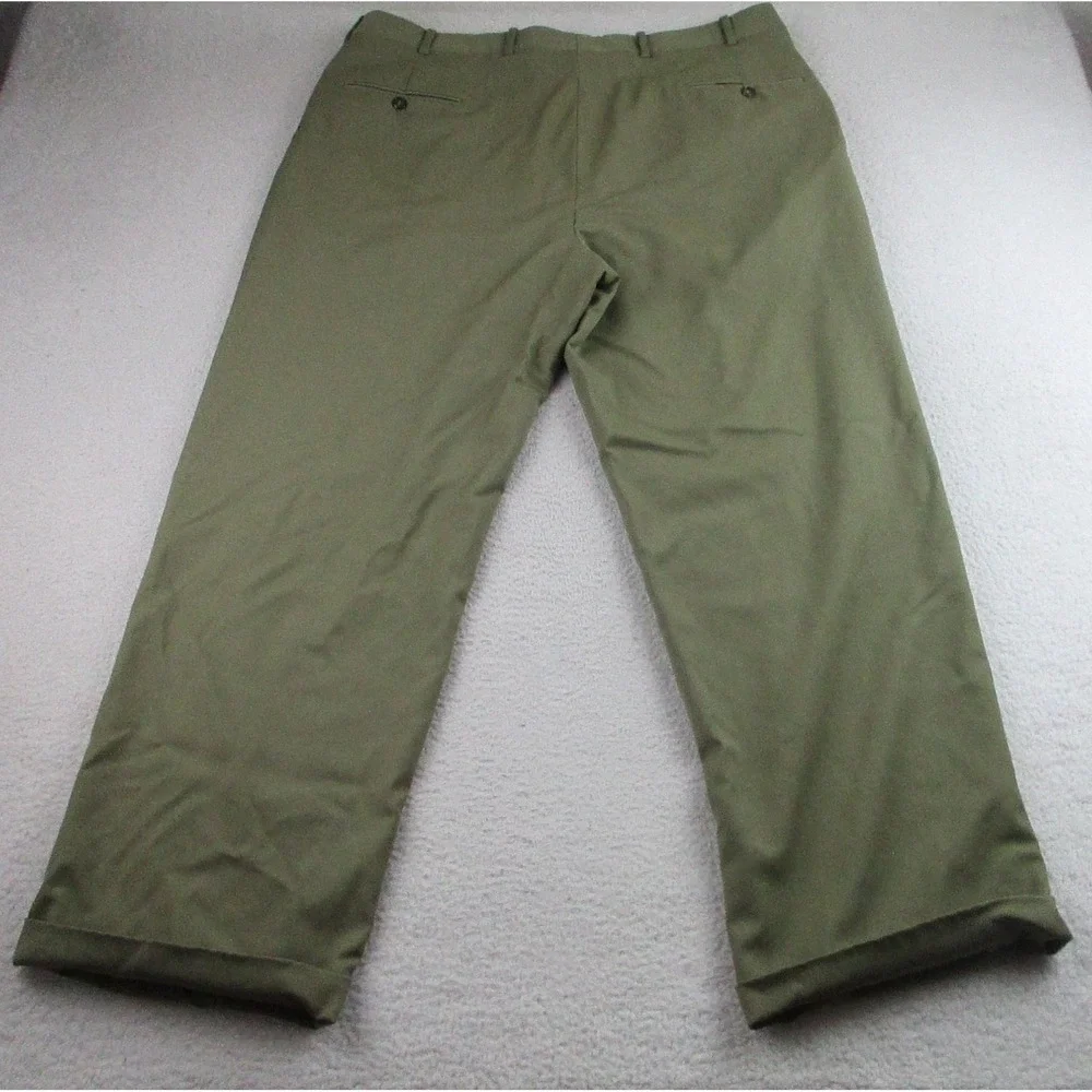 Yves Saint Laurent‎ Pants Mens 38x30 Olive Green Pleated Cuffed Dress Trousers